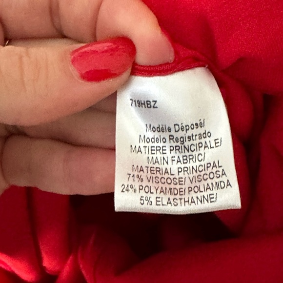 Paule Ka Red Crepe Draped Waist Detail Midi Dress - Picture 7 of 7